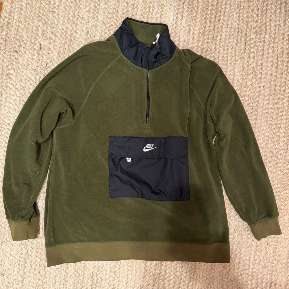 Nike Fleece Quarter Zip Front Zip Pouch Dash Green – Xl